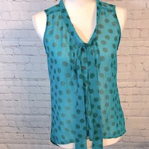 XHILARATION Sleeveless Blouse Sheer Polka Dot-Small
